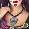Atosa Verkleed sieraden ketting met Skull - zwart/multi kleur - dames - kunststof - Day of the Dead