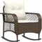 vidaXL - Tuinschommelstoel - met - kussens - poly - rattan - bruin