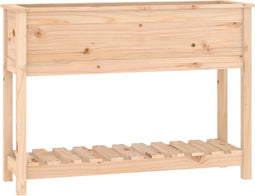 vidaXL - Plantenbak - met - schap - 111,5x34,5x81 - cm - massief - grenenhout