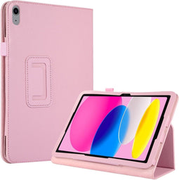 Lunso - Geschikt voor iPad 10 (2022) - Stand flip Bookcase hoes - Lichtroze