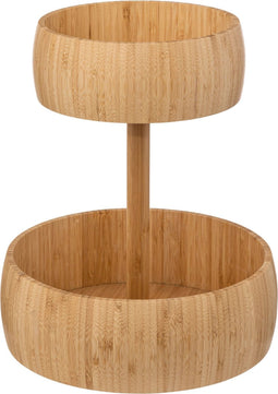 5Five Fruitmand bamboe - 2 Laags - Fruitschaal - decoratieve schaal - 29 cm