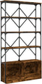 vidaXL - Boekenkast - 100x26x180 - cm - bewerkt - hout - en - metaal - gerookt - eiken