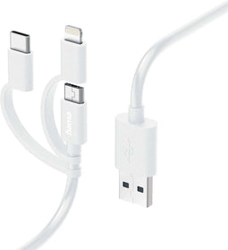 Hama 00201535 - 3-in-1 Multi Oplaadkabel - USB-A naar USB-C/Lightning/Micro USB - 100cm - Wit