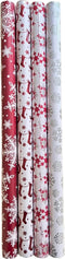 Benza Luxe Kerst Inpakpapier - Cadeaupapier met Foliedruk en Glitter - 150 x 70 cm - Set van 3 (3 stuks)