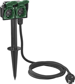 ProPlus Dubbele tuincontactdoos - 2-voudig - 2 meter kabel - IP44 - 3680W vermogen