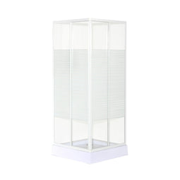OK - Douchecabine hoekinstap 80x80 cm - 4 mm veiligheidsglas - Witte aluminium profielen
