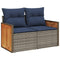 Tuinbank 2-zits met kussens poly rattan grijs