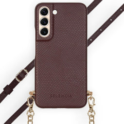 Selencia Hoesje Geschikt voor Samsung Galaxy S22 Hoesje Met Koord - Selencia Aina Slang Hoesje met koord - Rood