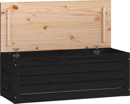 vidaXL - Opbergbox - zwart - 89x36,5x33 - cm - massief - grenenhout