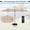 Coast Dubbele Parasol - Tuinparasol met Standaard - Solar LED 36 lampen UPF 50+ 405 x 210 x 225 cm