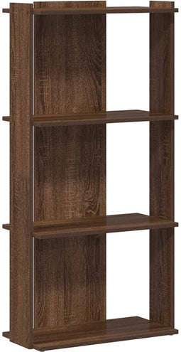vidaXL - Boekenkast - 3-laags - 60x30x120 - cm - bewerkt - hout - bruin - eikenkleur