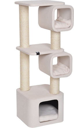 Akita - Krabpaal - Design met kattenhuis en sisalpalen - Wit