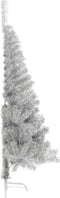 vidaXL - Kunstkerstboom - half - met - standaard - 180 - cm - PET - zilverkleurig
