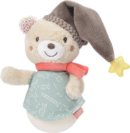 Fehn Knuffelrammelaar Beer 17 Cm Pluche Bruin/blauw