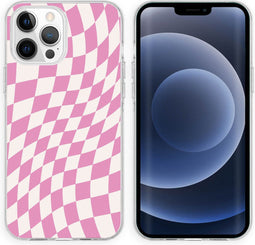iMoshion Hoesje Geschikt voor iPhone 13 Pro Hoesje Siliconen - iMoshion Design hoesje - Roze / Retro Pink Check