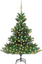 vidaXL - Kunstkerstboom - Nordmann - met - LED's - en - kerstballen - 120 - cm - groen
