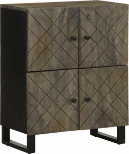 vidaXL - Dressoir - 60x33x75 - cm - massief - mangohout - zwart