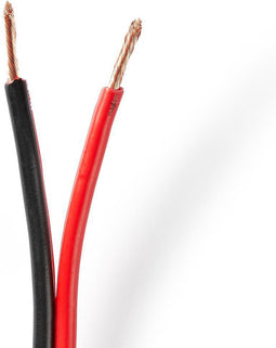 Nedis Speaker-Kabel | 2x 2.50 mm² | Koper | 25.0 m | Rond | PVC | Rood / Zwart | Rol
