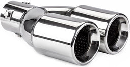 Universeel RVS uitlaat sierstuk - Eindstuk 2x74mm - Aansluitdiameter 36-54mm - Zwart