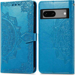 imoshion Hoesje Geschikt voor Google Pixel 7a Hoesje Met Pasjeshouder - imoshion Mandala Bookcase - Turquoise