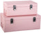Atmosphera Metalen Koffers - S: 39x23x16cm/M: 47x28x19cm - Set van 2 - Roze