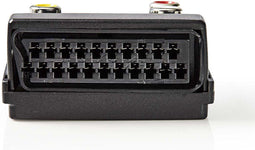 SCART-Adapter - SCART Male - S-Video Female / SCART Female / 3x RCA Female - Vernikkeld - Schakelbaar - ABS - Zwart - 1 Stuks - Polybag