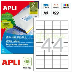 Klevende etiketten Apli 1285 100 Lakens 48,5 x 25,4 mm Wit