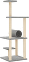 vidaXL - Kattenmeubel - met - sisal - krabpalen - 136 - cm - lichtgrijs
