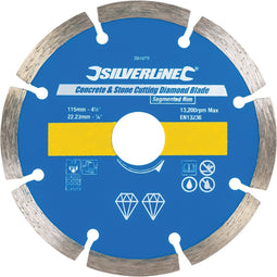 Silverline Diamantschijf beton/steen - Gesegmenteerd - Ø 115 mm - Voor nat en droog gebruik