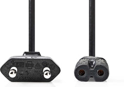 Nedis Stroomkabel - Euro Male - IEC-320-C7 - 5 m - Plat - Zwart