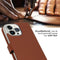 Selencia iPhone 14 Pro Max - Echt Lederen Bookcase - Ruimte voor 3 pasjes - Lichtbruin