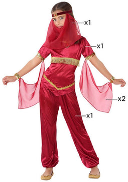 Atosa Arabische prinses verkleed kostuum - rood - voor meisjes - buikdanseres - 1001 nacht thema 128
