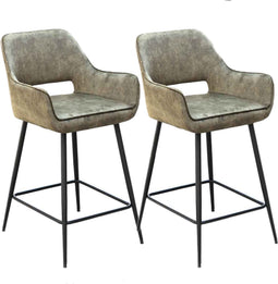 PTMD Fal Low Velvet Barkrukken - 60x54x95 cm - Groen - Set van 2