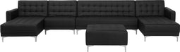 ABERDEEN - Bank U-vormig met ottomaan - Zwart - 6 persoons - Kunstleer