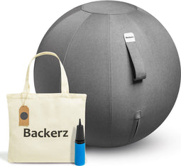 Backerz Zitbal 65 CM - Ergonomische Yoga Bal - Linnen Donkergrijs