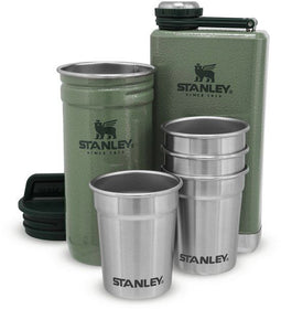 Stanley Adventure Pre-Party Shotglazen & Heupfles Set - RVS - BPA Vrij - Vaatwasserbestendig - Hammertone Green