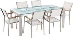 GROSSETO - Tuinset voor 6 driedelig - Zilver/Mat - Veiligheidsglas