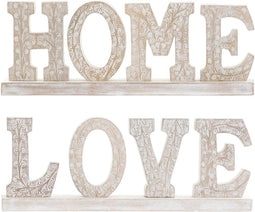 Decoratieve figuren DKD Home Decor Wit Mangohout (40,5 x 5 x 15 cm) (2 Stuks)