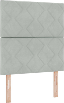 vidaXL - Hoofdbord - Diamant - Blokken - Ontwerp - Licht - Grijs - 80 - cm - Velvet