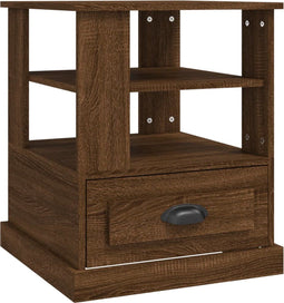 vidaXL - Bijzettafel - 50x50x60 - cm - bewerkt - hout - bruin - eikenkleur