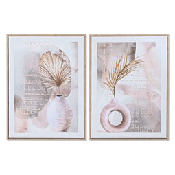 Schilderij Home ESPRIT Wit Grijs Vaas Scandinavisch 45 x 2,5 x 60 cm (2 Stuks)