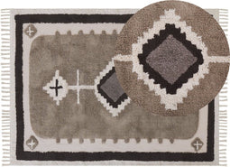 GEYVE - Laagpolig vloerkleed - Beige - 160 x 230 cm - Katoen