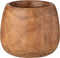 J-Line bloempot Paulownia - hout - bruin - Ø 22.5 cm