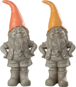 J-Line figuur Kabouter Punthoed - polyresin - mix - large - 2 stuks