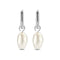 CO88 Collection Oorbellen Dames - Oorringen Met Hanger - Parel Oorbellen - 9x7mm - Ø11mm - Staal - Zilverkleurig - 8CE-70425
