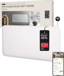 Mill PA1000WIFI4 - WiFi-paneelverwarming - 1000 Watt - tot 16m2 - IPX4 - zwart - 5 jaar garantie