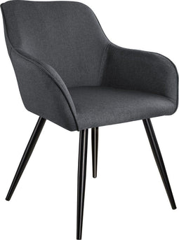 tectake® Marilyn - Eetkamerstoel - Linnenlook - Donkergrijs/Zwart - 58 x 62 x 82 cm