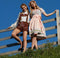 Dressforfun Midi-Dirndl Erding model 2 L - Halflange Dirndl met bloemenmotief - Vetersluiting voorzijde
