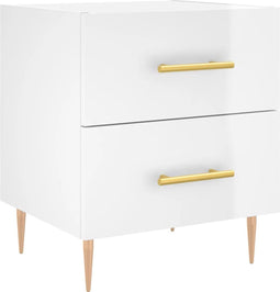 vidaXL - Nachtkastje - 40x35x47,5 - cm - bewerkt - hout - hoogglans - wit