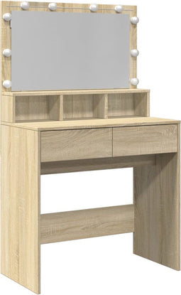 vidaXL - Kaptafel - met - LED - 80x41x134,5 - cm - sonoma - eikenkleurig